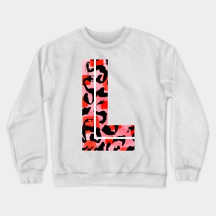 Letter L Watercolour Leopard Print Alphabet Red Crewneck Sweatshirt